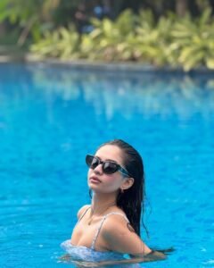 Anushka Sen Blue Pastel Swimsuit Poolside Summer Shoot (7)