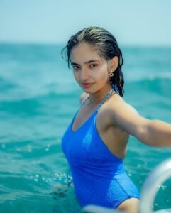 Anushka Sen Blue Swimsuit on Yacht – Summer Sea Glam (3)