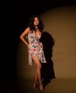Anushka Sen Bold Animal Print Mini Dress Retro Glam Shoot (13)