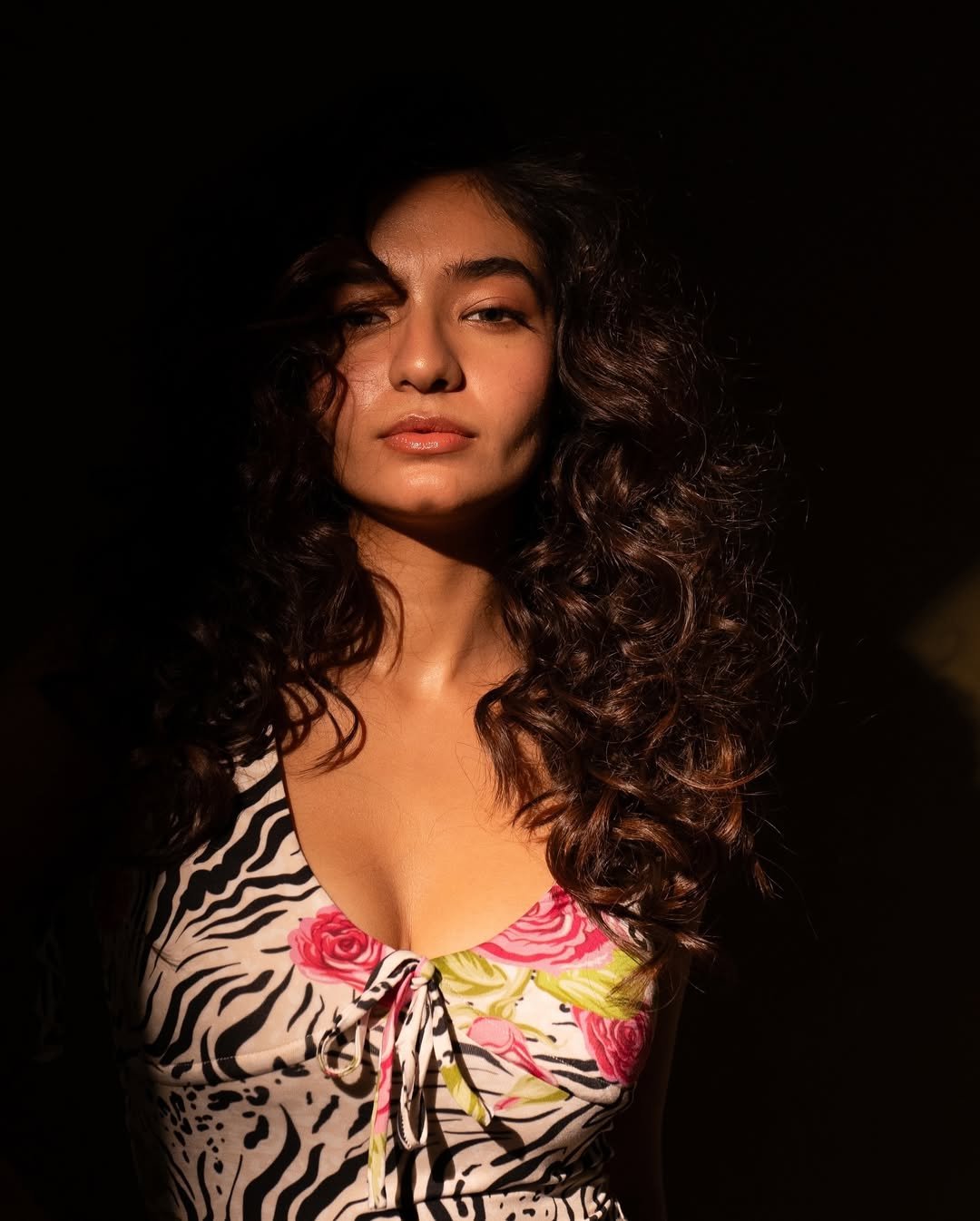 Anushka Sen Bold Animal Print Mini Dress Retro Glam Shoot (15)