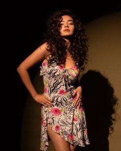 Anushka Sen Bold Animal Print Mini Dress Retro Glam Shoot (17)