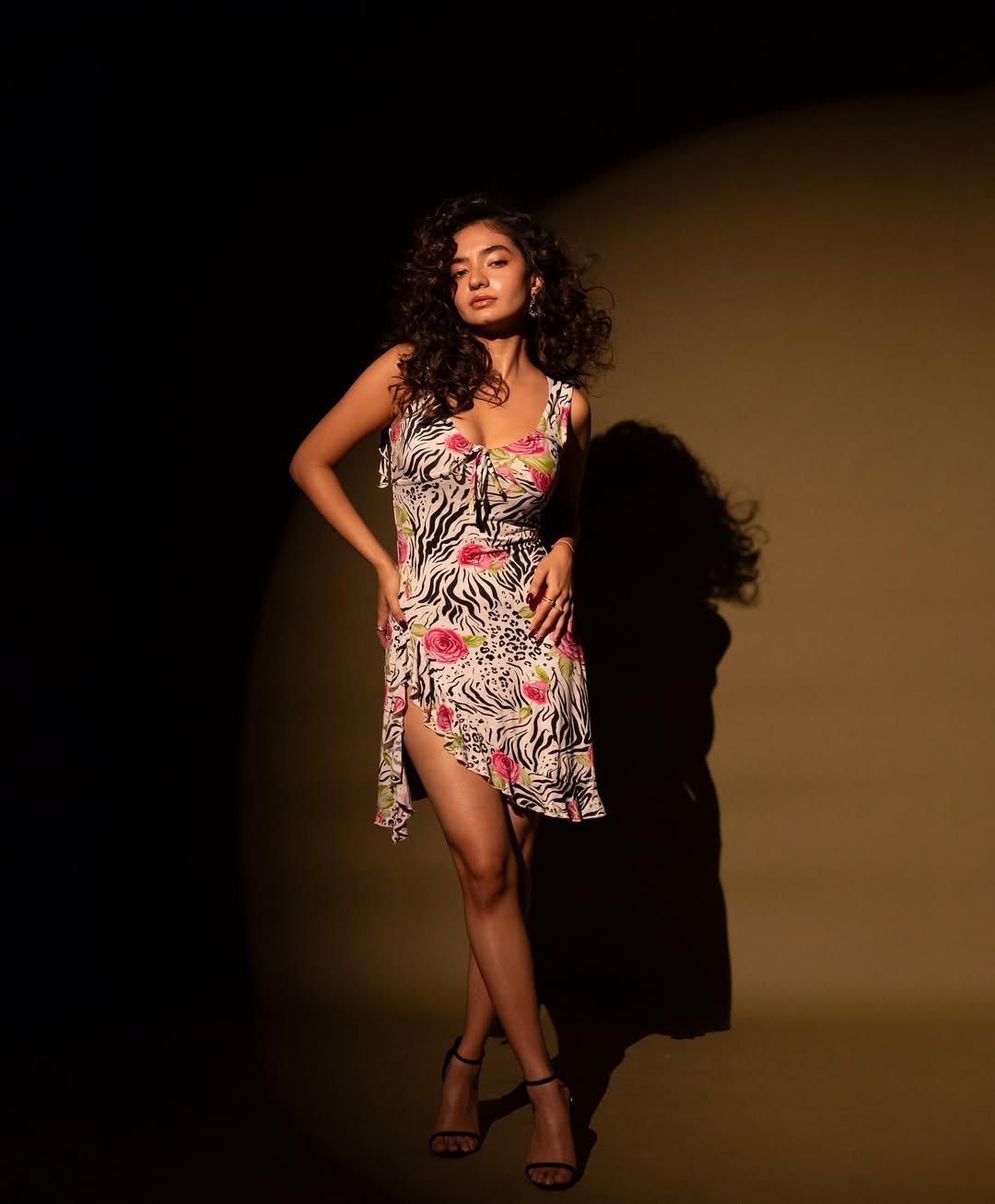 Anushka Sen Bold Animal Print Mini Dress Retro Glam Shoot (18)