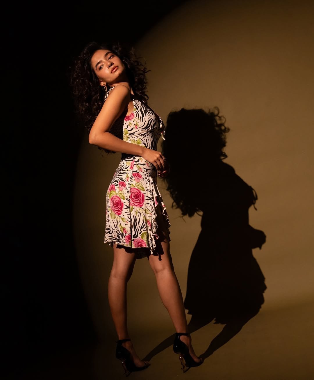 Anushka Sen Bold Animal Print Mini Dress Retro Glam Shoot (19)