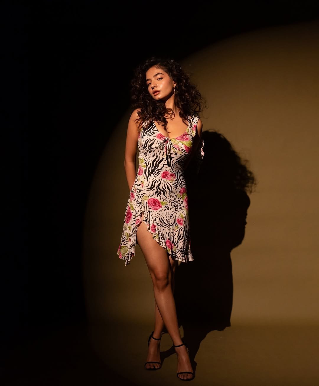 Anushka Sen Bold Animal Print Mini Dress Retro Glam Shoot (23)