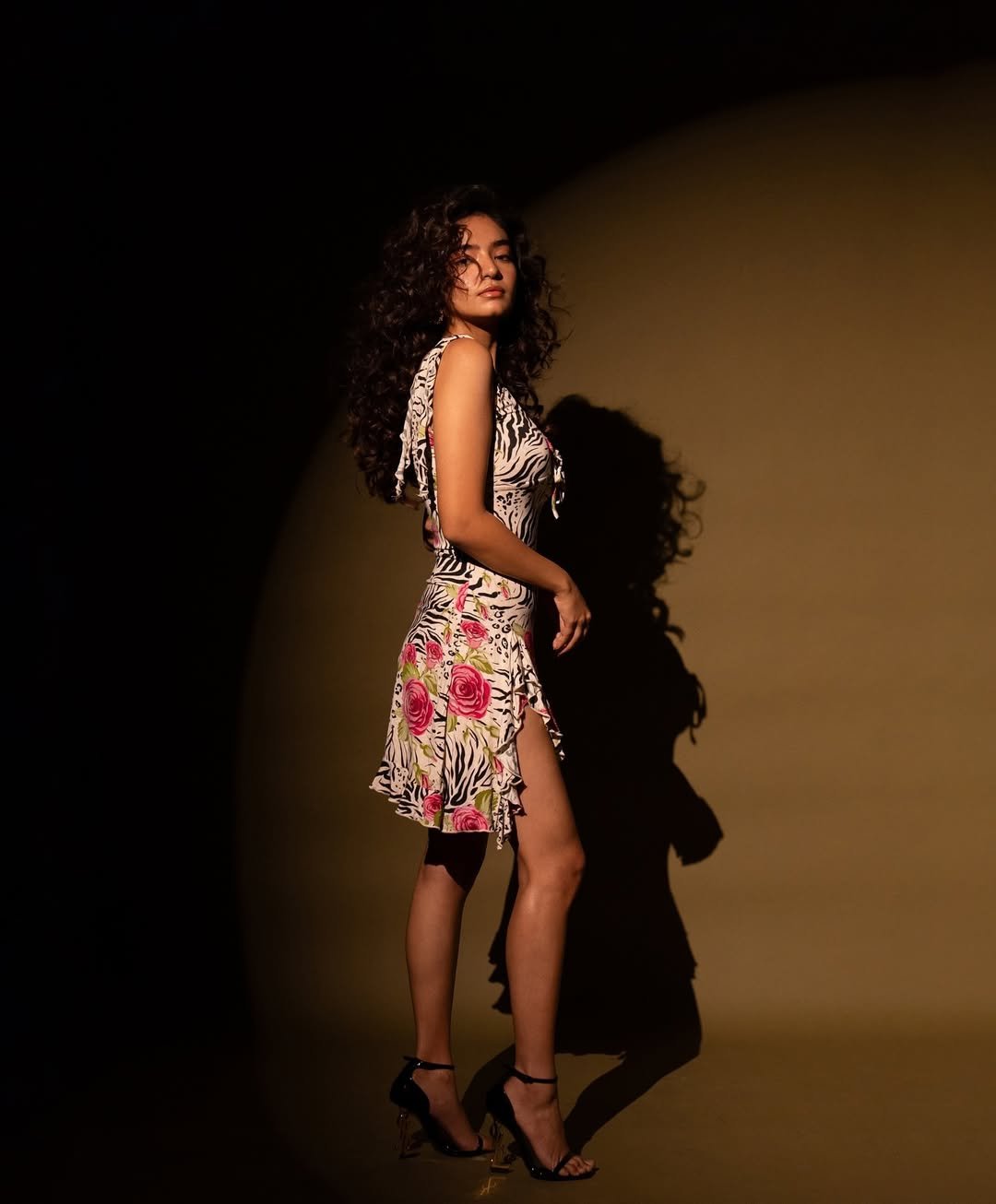 Anushka Sen Bold Animal Print Mini Dress Retro Glam Shoot (28)