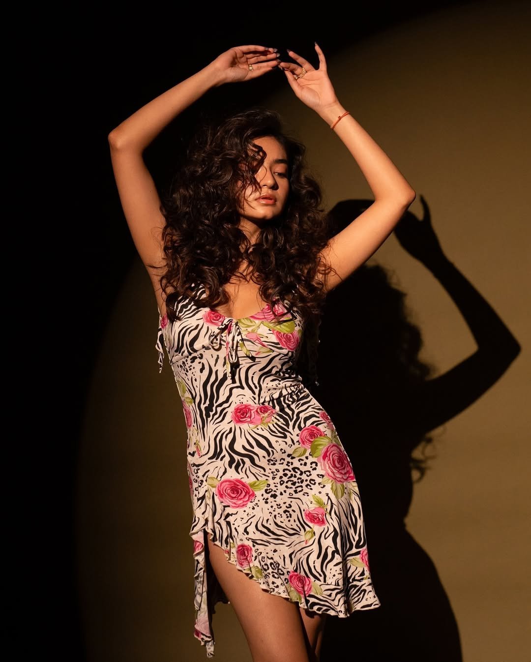 Anushka Sen Bold Animal Print Mini Dress Retro Glam Shoot (3)