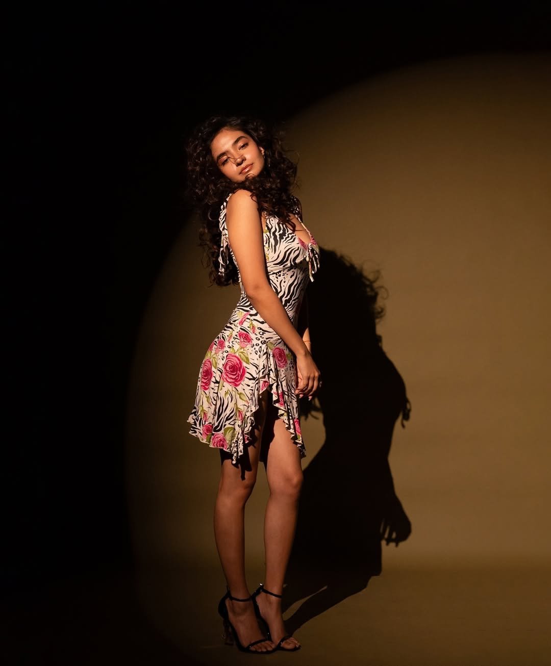 Anushka Sen Bold Animal Print Mini Dress Retro Glam Shoot (34)