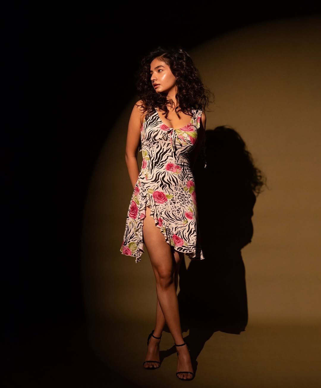 Anushka Sen Bold Animal Print Mini Dress Retro Glam Shoot (35)