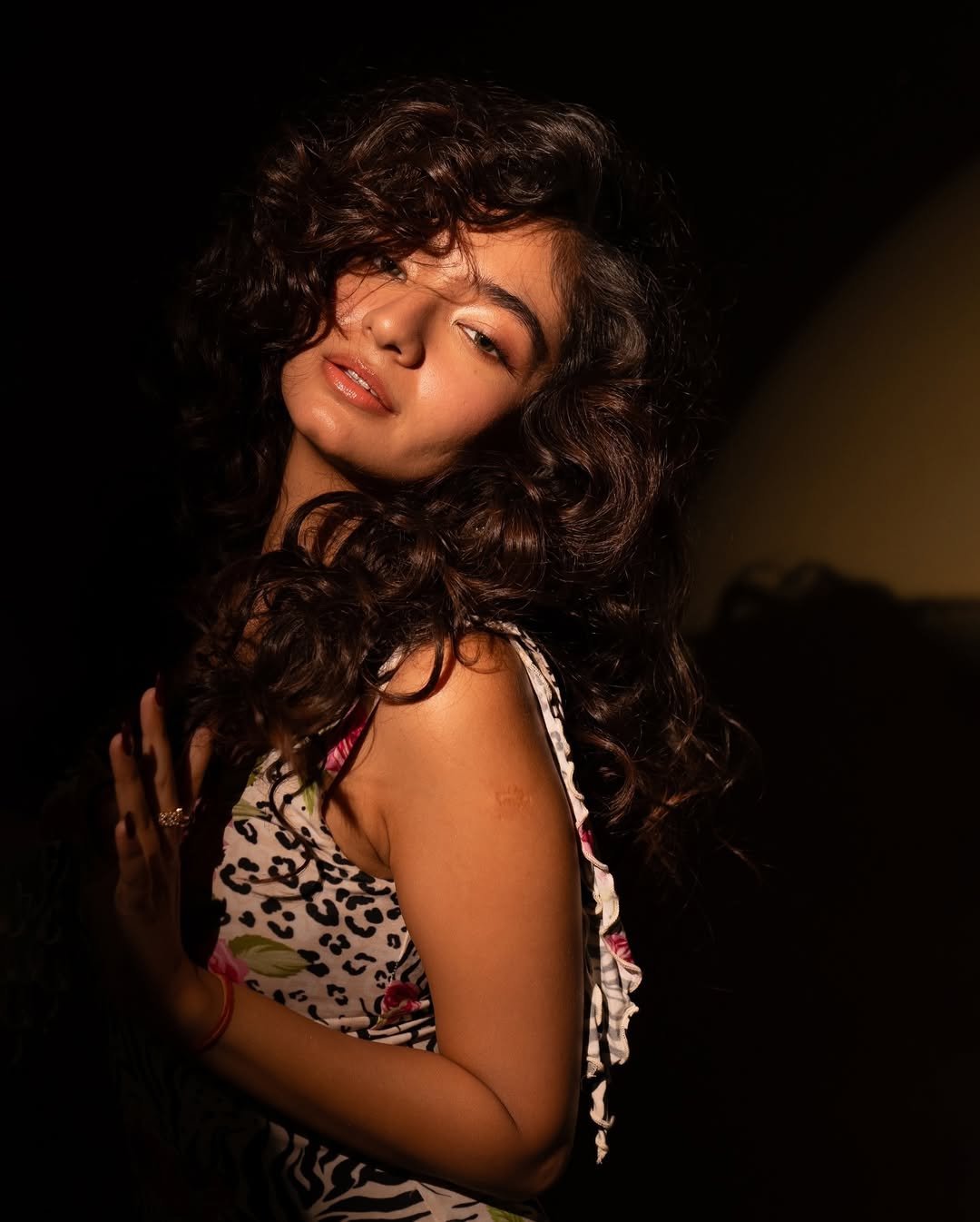 Anushka Sen Bold Animal Print Mini Dress Retro Glam Shoot (4)