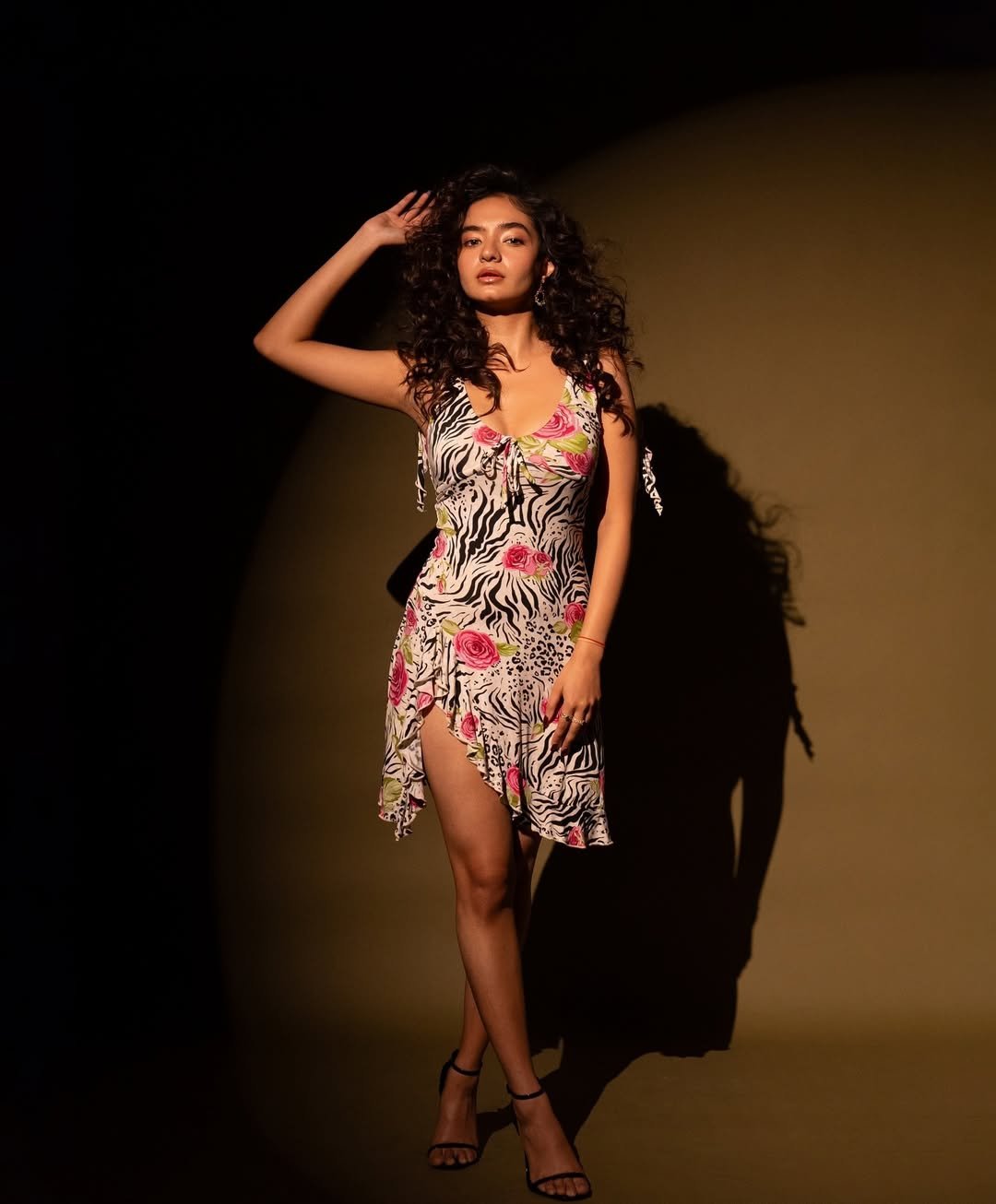 Anushka Sen Bold Animal Print Mini Dress Retro Glam Shoot (49)