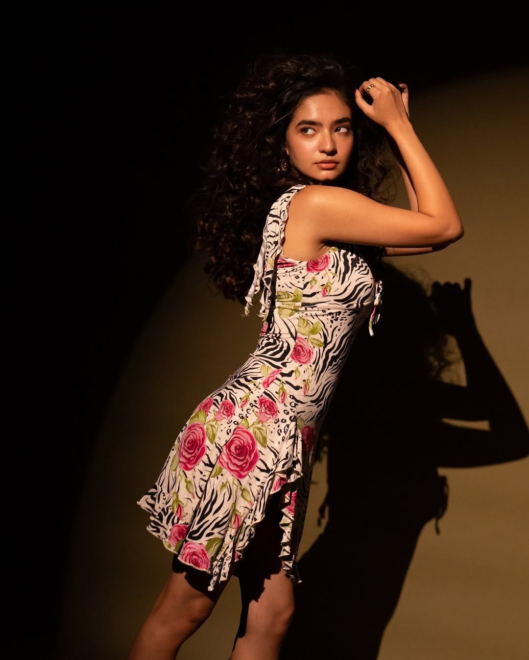 Anushka Sen Bold Animal Print Mini Dress Retro Glam Shoot (52)