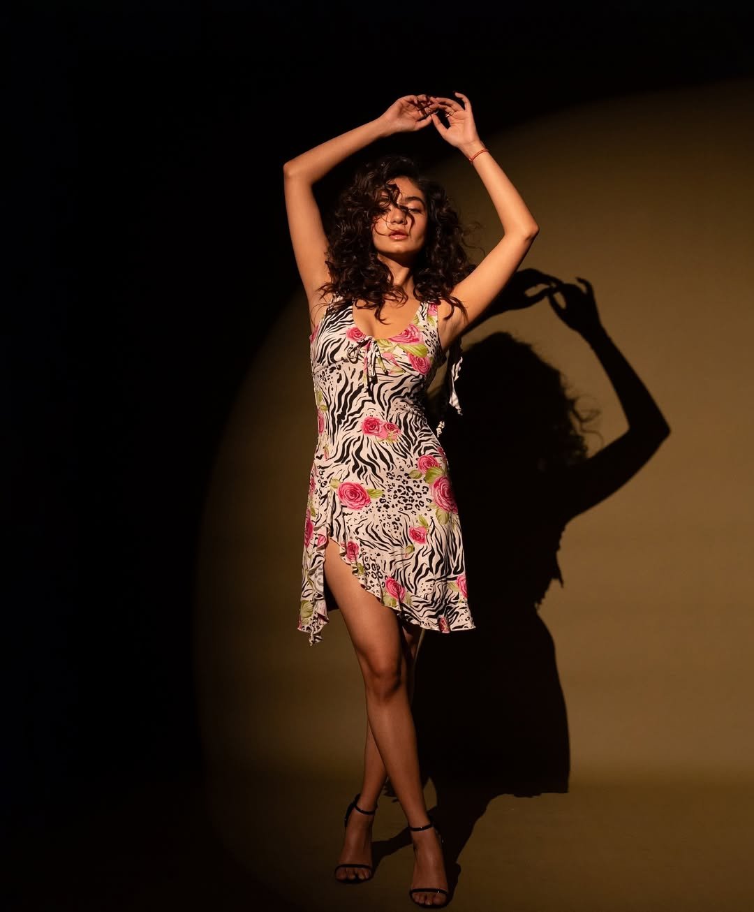 Anushka Sen Bold Animal Print Mini Dress Retro Glam Shoot (8)