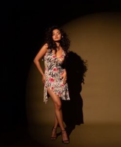 Anushka Sen Bold Animal Print Mini Dress Retro Glam Shoot (9)