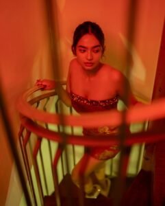 Anushka Sen Bold Red Strapless Mini Dress – Party Night Elegance (10)