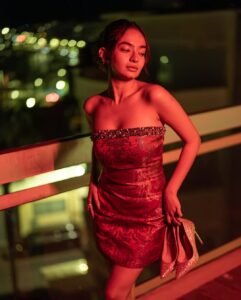 Anushka Sen Bold Red Strapless Mini Dress – Party Night Elegance (18)