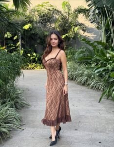 Anushka Sen sophisticated lace dress botanical wear