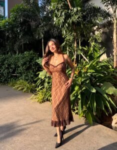 Anushka Sen sophisticated lace dress botanical wear