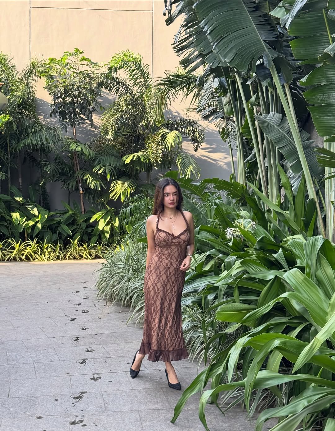 Anushka Sen Brown Lace Slip Dress – Botanical Elegance (9)