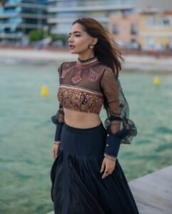 Anushka Sen Cannes Indian Fusion Lehenga – Sheer, Embroidered Drama (10)