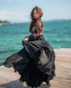 Anushka Sen Cannes Indian Fusion Lehenga – Sheer, Embroidered Drama (12)