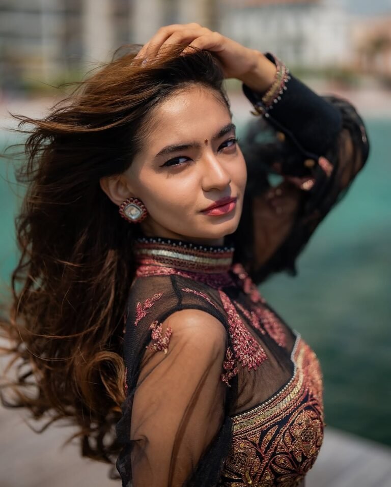 Anushka Sen Cannes Indian Fusion Lehenga – Sheer, Embroidered Drama (13)