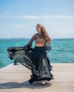 Anushka Sen Cannes Indian Fusion Lehenga – Sheer, Embroidered Drama (14)