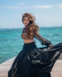 Anushka Sen Cannes Indian Fusion Lehenga – Sheer, Embroidered Drama (15)