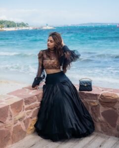 Anushka Sen Cannes Indian Fusion Lehenga – Sheer, Embroidered Drama (16)