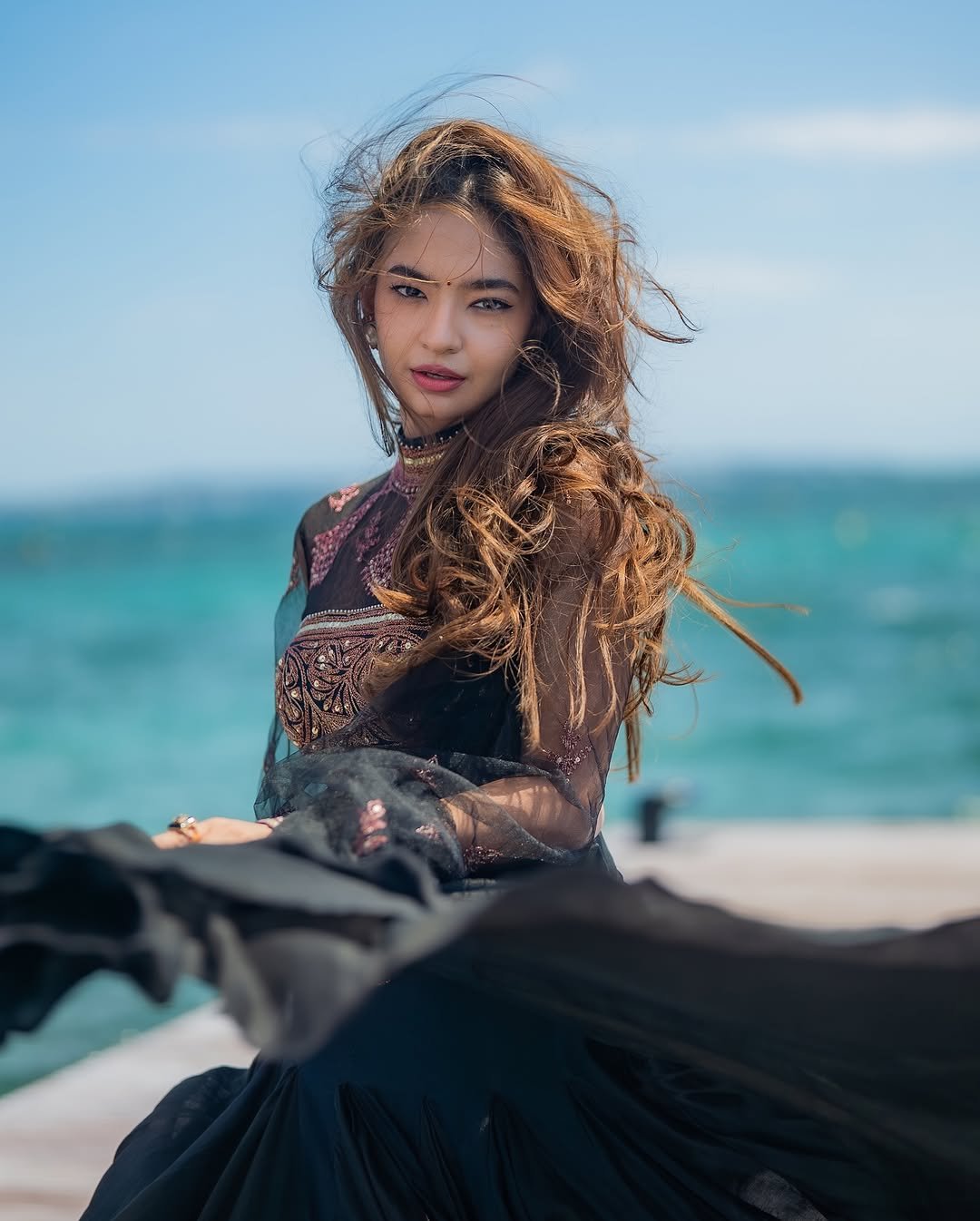 Anushka Sen Cannes Indian Fusion Lehenga – Sheer, Embroidered Drama (17)