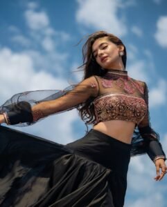 Anushka Sen Cannes Indian Fusion Lehenga – Sheer, Embroidered Drama (2)