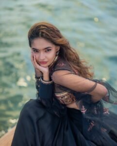 Anushka Sen Cannes Indian Fusion Lehenga – Sheer, Embroidered Drama (3)