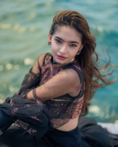 Anushka Sen Cannes Indian Fusion Lehenga – Sheer, Embroidered Drama (5)