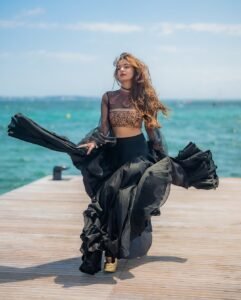 Anushka Sen Cannes Indian Fusion Lehenga – Sheer, Embroidered Drama (7)