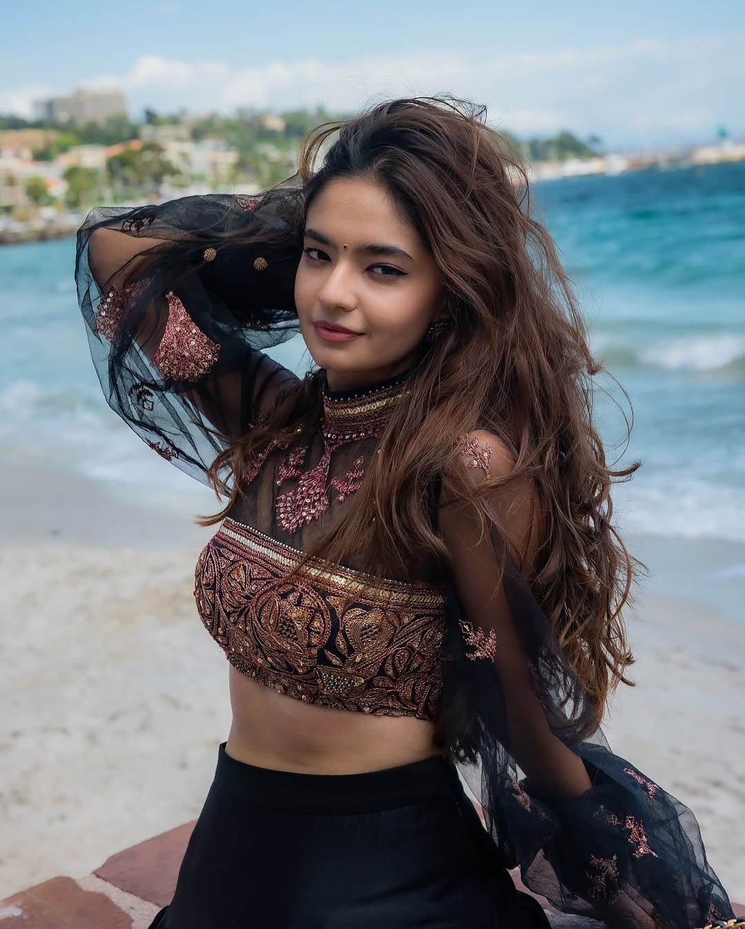 Anushka Sen Cannes Indian Fusion Lehenga – Sheer, Embroidered Drama (9)