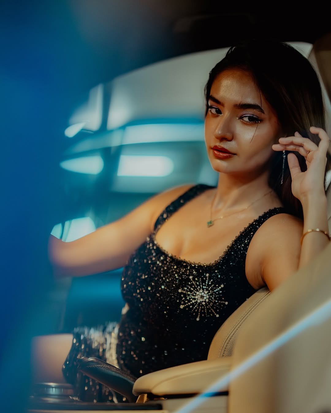 Anushka Sen celestial shimmer formal evening wear