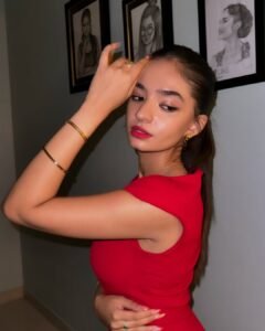 Anushka Sen Chic Red Bodycon Dress Indoor Photoshoot (6)