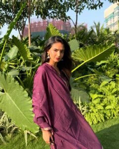 Anushka Sen Classy Maroon Kurti Outdoor Ethnic Shoot (12)