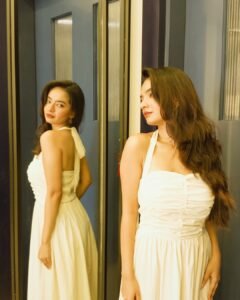 Anushka Sen Dreamy White Halter Dress Indoor Portraits (13)