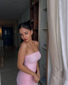 Anushka Sen Elegant Strapless Pink Gown Indoor Chic Shoot (3)