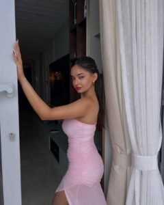 Anushka Sen Elegant Strapless Pink Gown Indoor Chic Shoot (5)