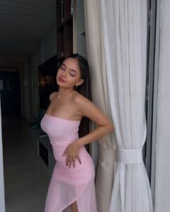 Anushka Sen Elegant Strapless Pink Gown Indoor Chic Shoot (7)