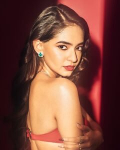 Anushka Sen Luxe Red Strapless Gown Glamorous Studio Shoot (13)