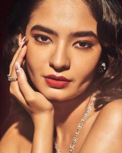 Anushka Sen Luxe Red Strapless Gown Glamorous Studio Shoot (24)