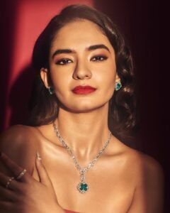 Anushka Sen Luxe Red Strapless Gown Glamorous Studio Shoot (3)