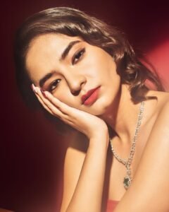 Anushka Sen Luxe Red Strapless Gown Glamorous Studio Shoot (33)