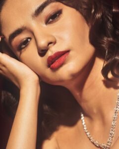 Anushka Sen Luxe Red Strapless Gown Glamorous Studio Shoot (41)