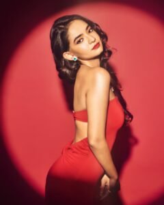Anushka Sen Luxe Red Strapless Gown Glamorous Studio Shoot (45)