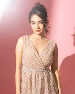 Anushka Sen Pastel Netted Gown Elegant Pink Backdrop Shoot (1)