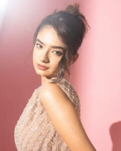 Anushka Sen Pastel Netted Gown Elegant Pink Backdrop Shoot (19)