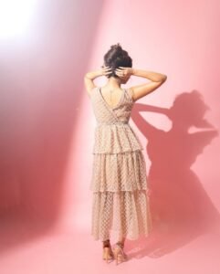 Anushka Sen Pastel Netted Gown Elegant Pink Backdrop Shoot (21)